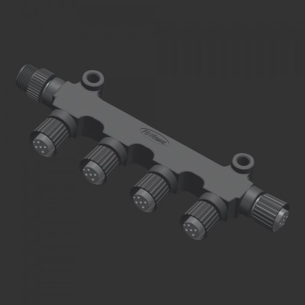 dot-spot - 92952 - M12 Verteiler 5-fach T-Verteiler für M12 System, 1 x Stecker, 5 x Buchse