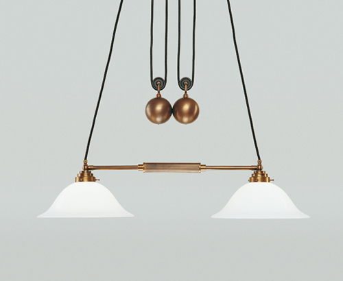 Berliner MessinglampenZugpendelleuchte Brasserie mit Gegengewicht