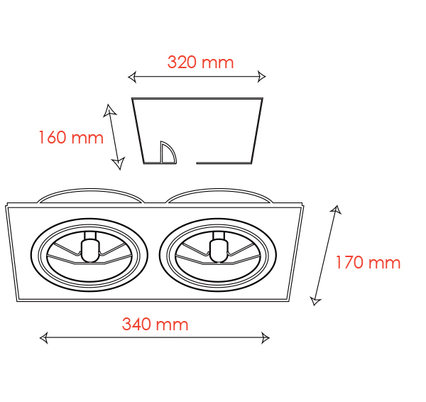 3051 KATLI Einbauleuchte 2- fach rechteckig der Firma BPM Lighting