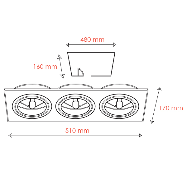 3052GU KATLI Einbauleuchte 3- fach rechteckig der Firma BPM Lighting