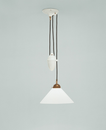 Berliner Messinglampen - Ei01-70op P - Zugpendelleuchte Brasserie mit Gegengewicht