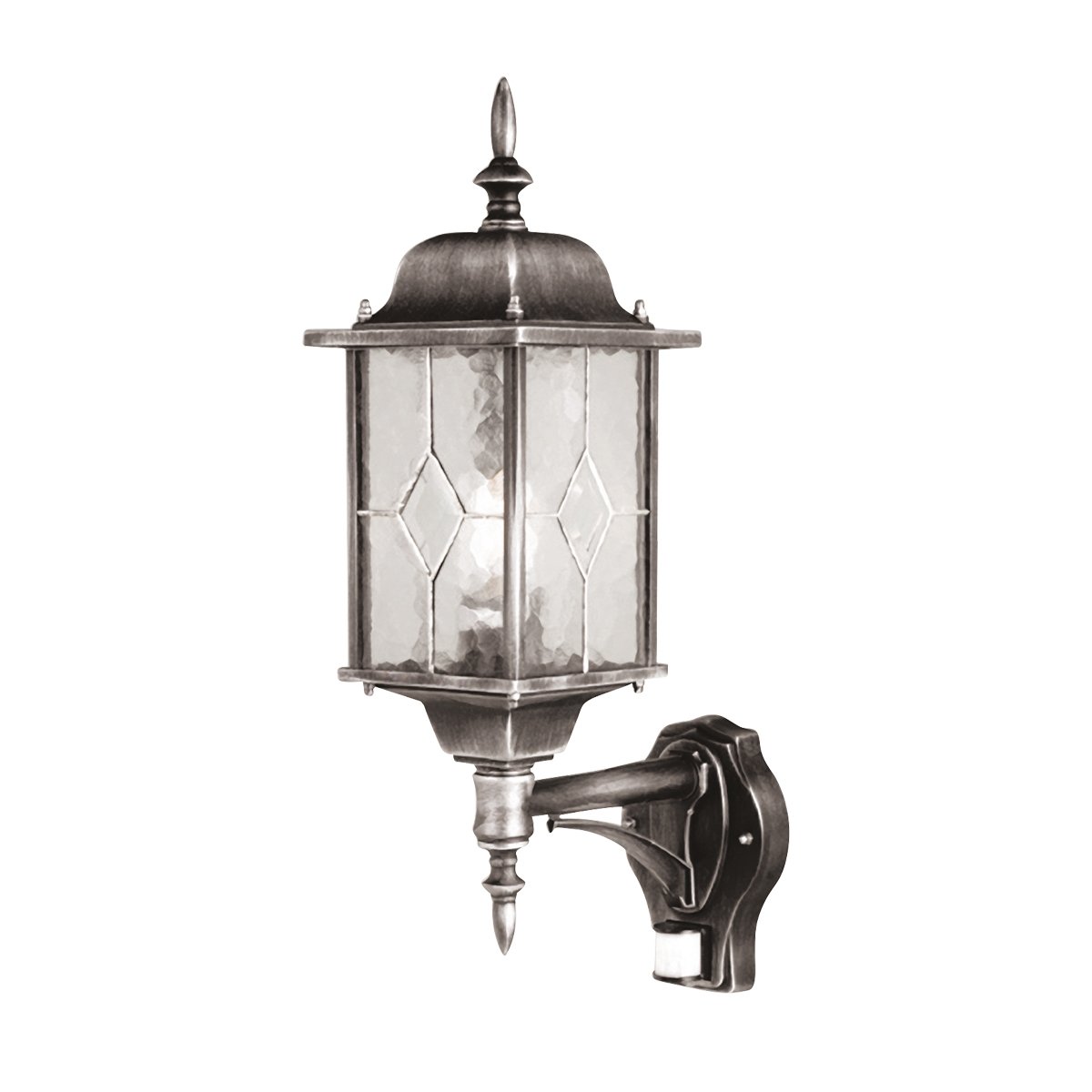 ElsteadWexford 1 Light Up Wandlaterne mit PIR - Schwarz/Silber