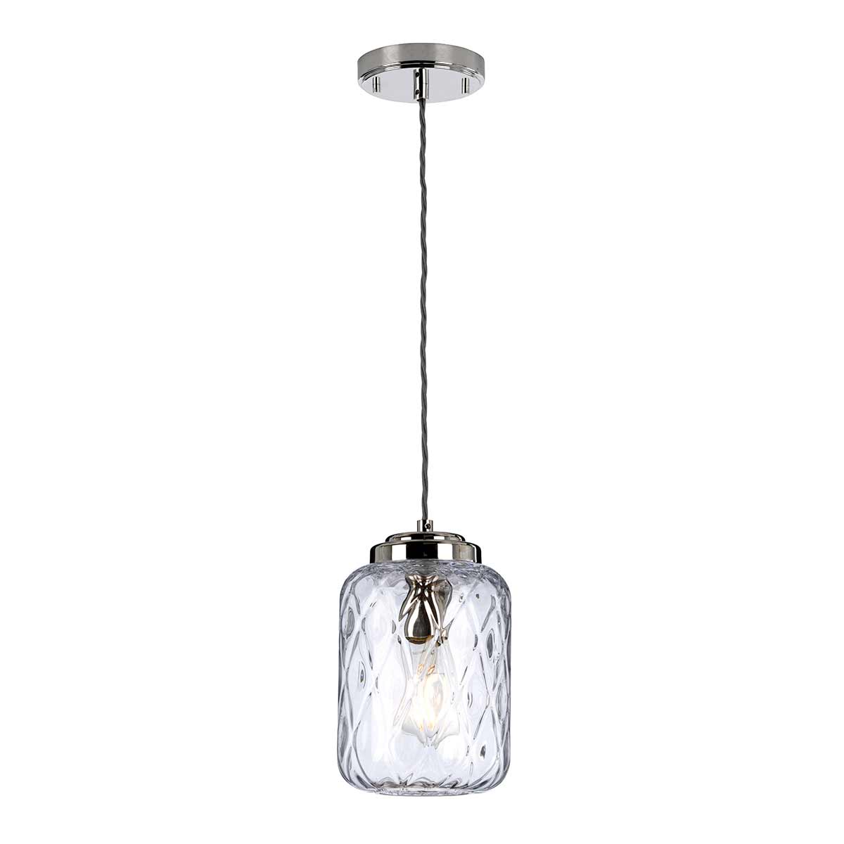 Elstead - SOLA-P - Sola 1 leichte Pendelleuchte - Nickel poliert, klares Glas