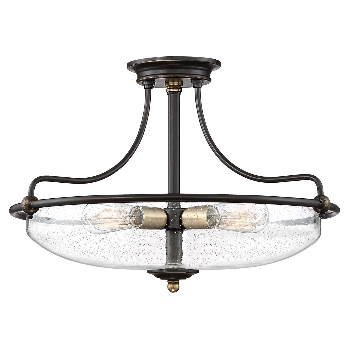 ElsteadGriffin 4 Light Semi-Flush - Palladian Bronze mit Weathered Brass Akzenten
