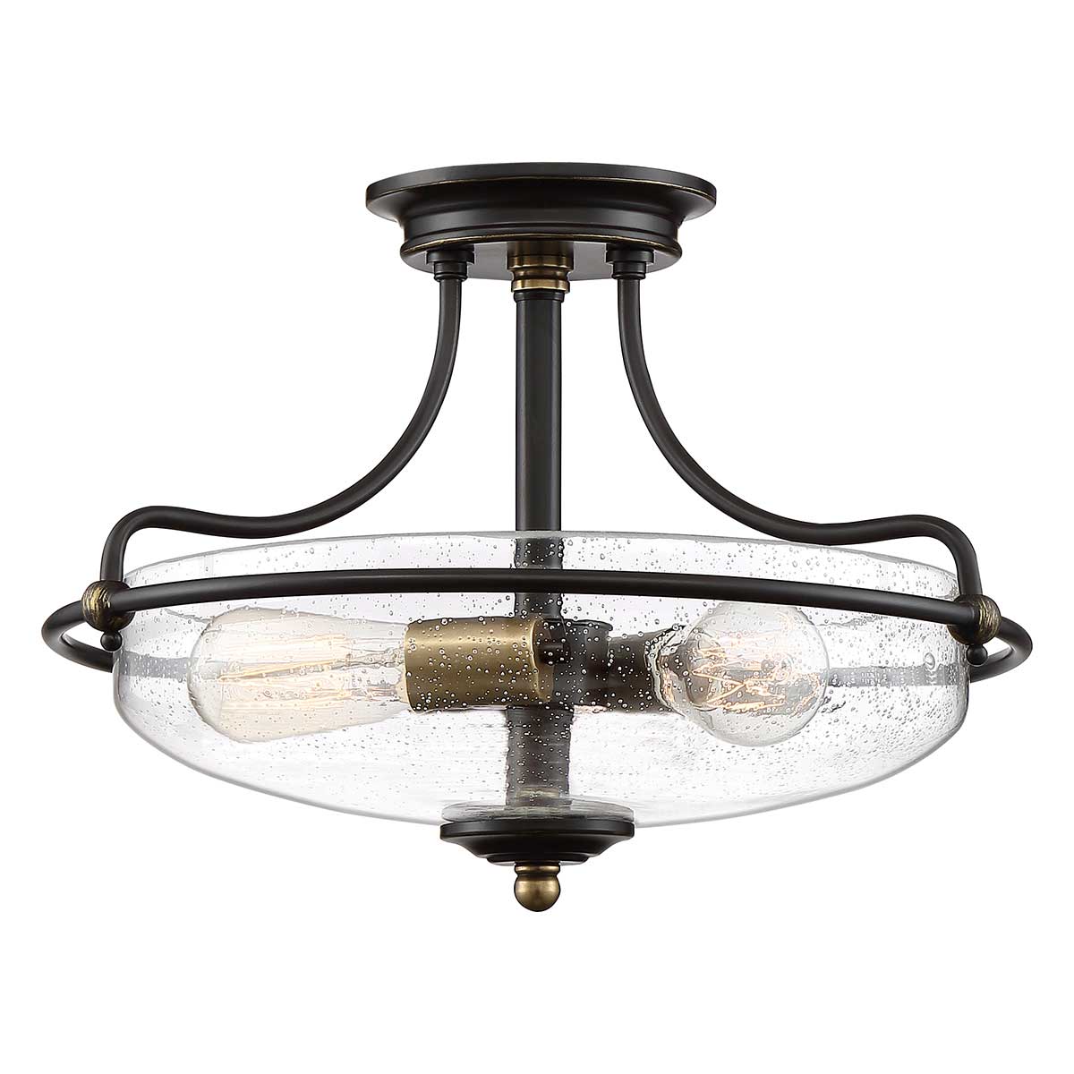 ElsteadGriffin 3 Light Semi-Flush - C - Palladian Bronze mit Akzenten aus verwittertem Messing