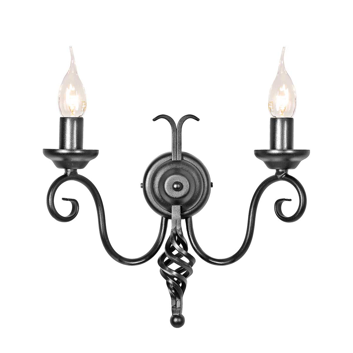 Elstead - HR2A-BLACK - Harlech 2 Licht Wandleuchte - Schwarz
