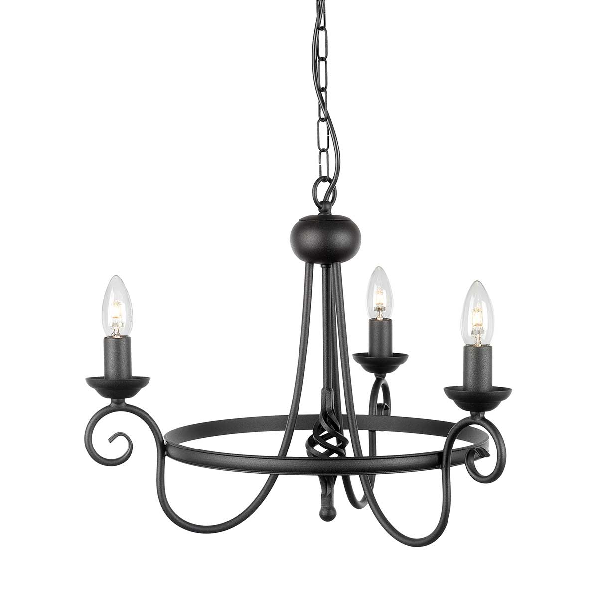 Elstead - HR3A-BLACK - Harlech 3-Licht-Kronleuchter - Schwarz