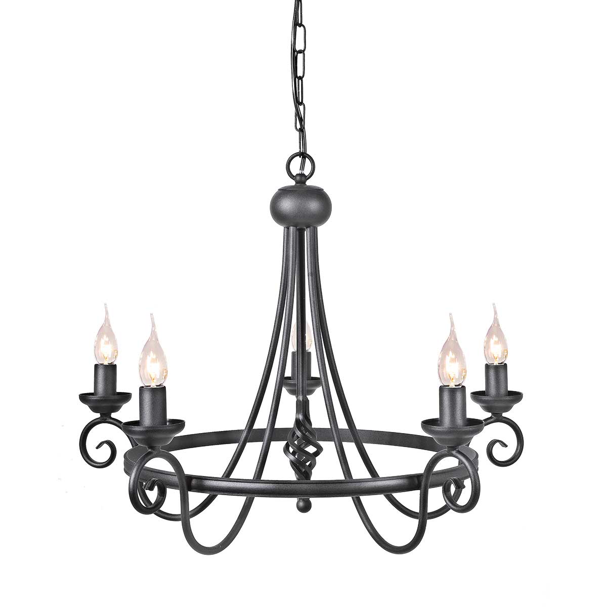 Elstead - HR5-BLACK - Harlech 5-Licht-Kronleuchter - Schwarz