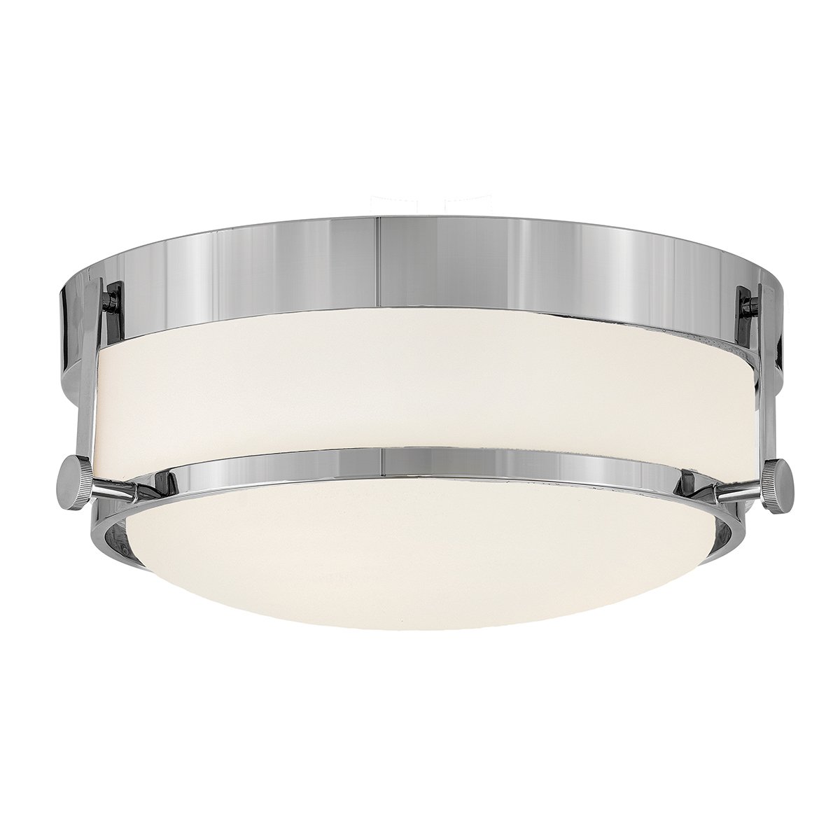 ElsteadHarper 3 Light Flush - Cromo pulido, acero, vidrio opal grabado al ácido