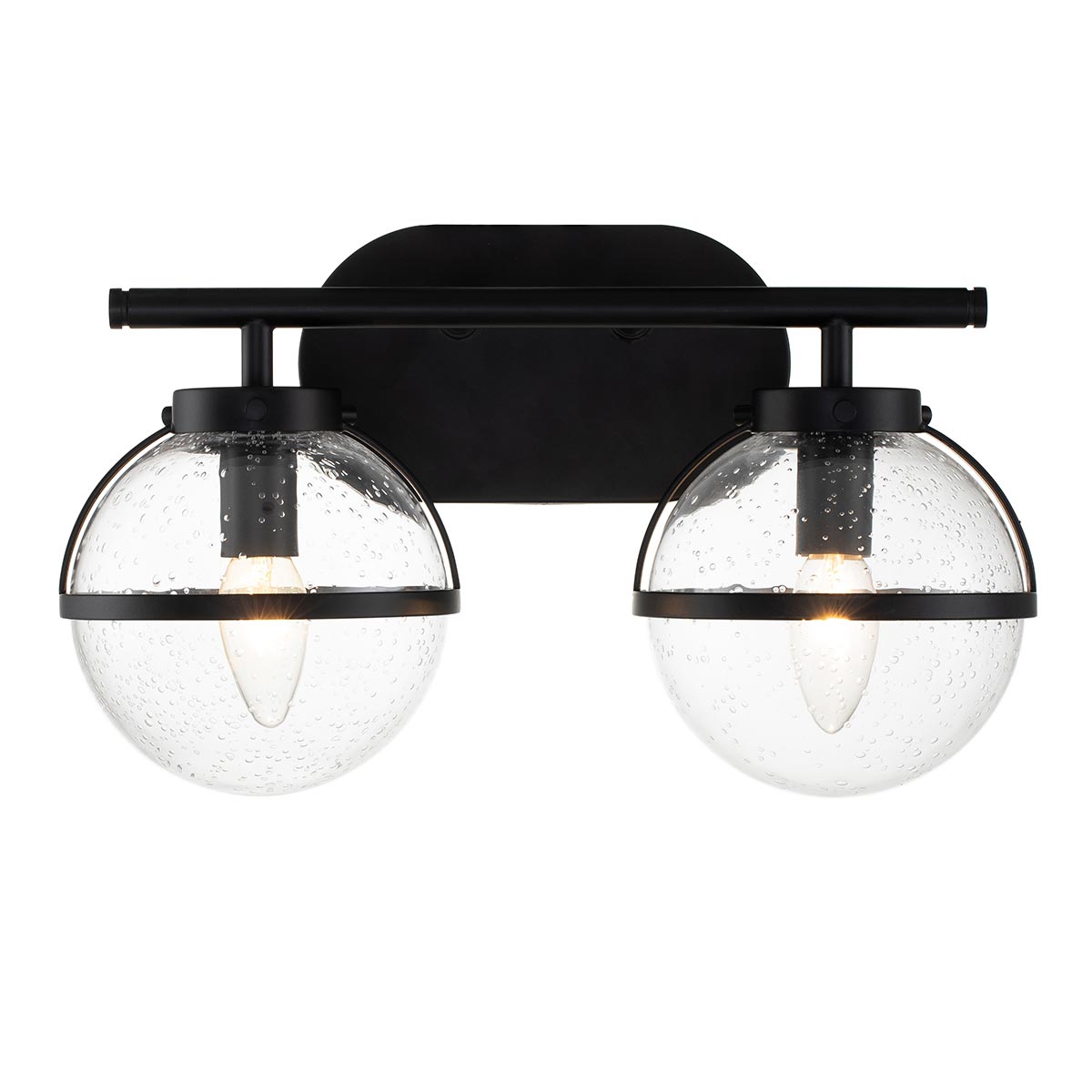 Elstead - HK-HOLLIS2-C-BK-BATH - Hollis 2 Light Wandleuchte - Schwarz, Stahl, klares gesätes Glas