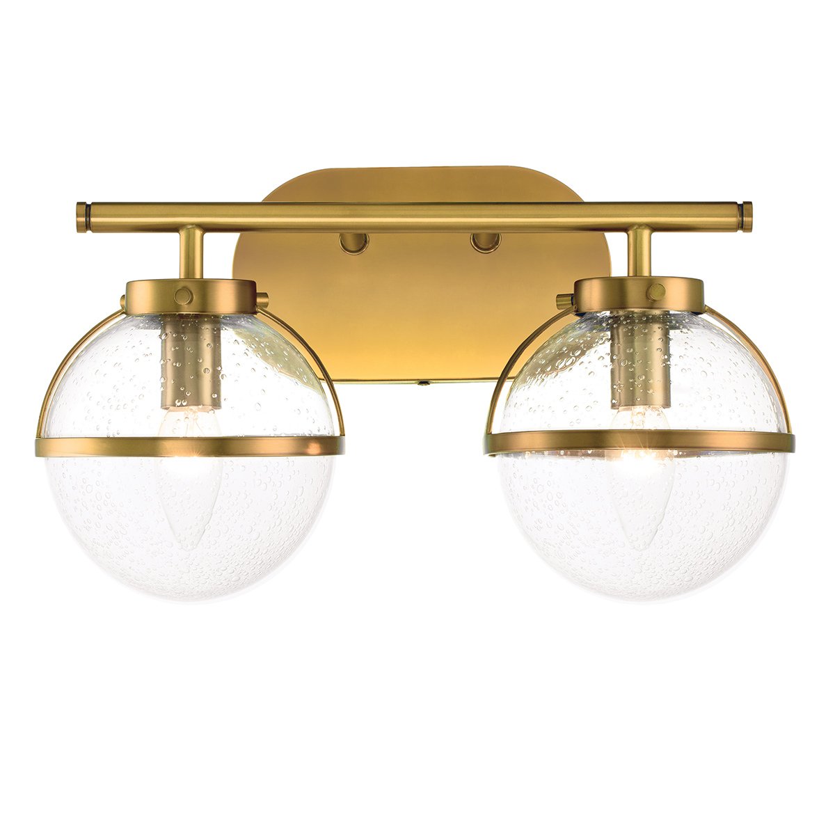 Elstead - HK-HOLLIS2-C-HB-BATH - Hollis 2 Light Wandleuchte - Heritage Brass, Stahl, klares gesätes Glas