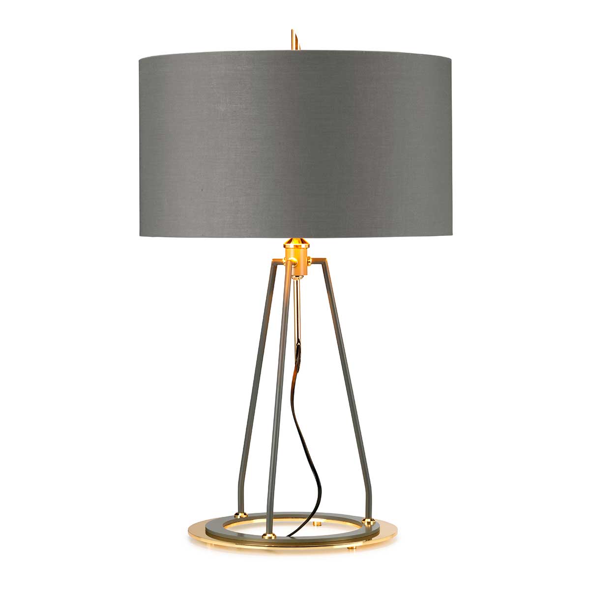 ElsteadFerrara Tischleuchte - Dunkelgrau Poliertes Gold mit Grau mit Metallic-Gold-Futter Schirm