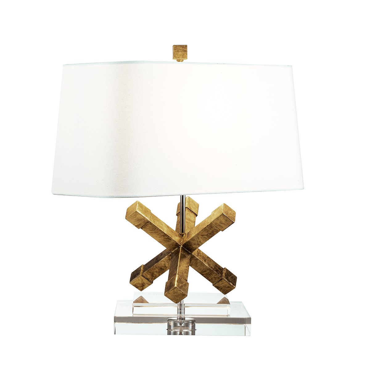 Elstead - GN-JACKSON-SQUARE-TL - Jackson Square Tischleuchte - Distressed Gold mit cremefarbenem Lampenschirm