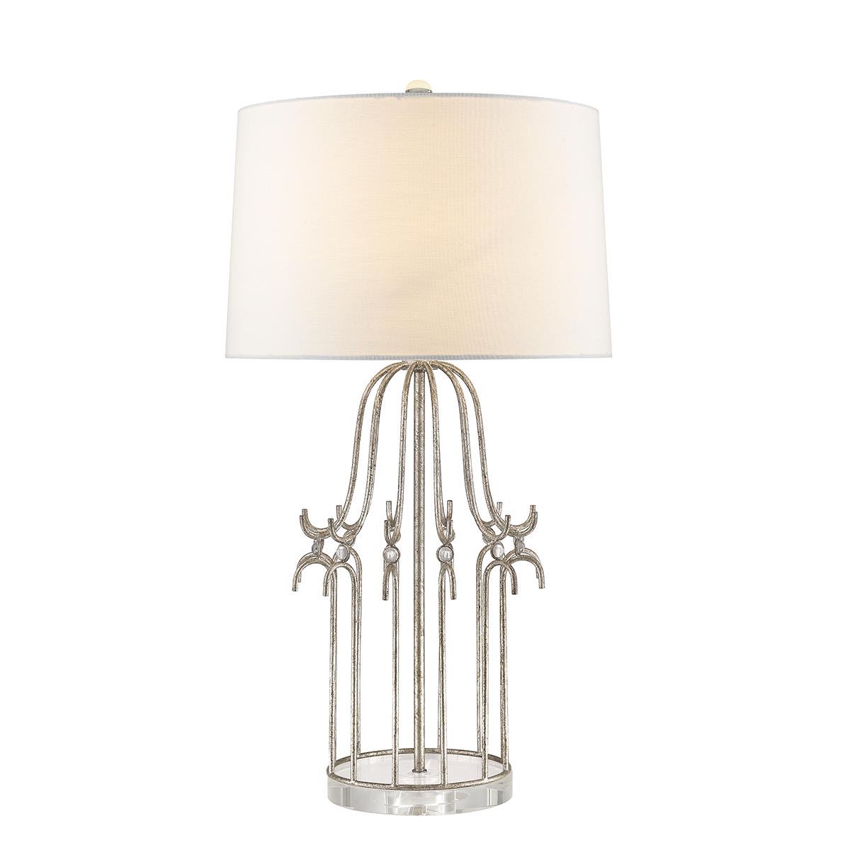 Elstead - GN-STELLA-TL-SV - Stella Tischleuchte - Silber mit cremefarbenem Lampenschirm im Used-Look