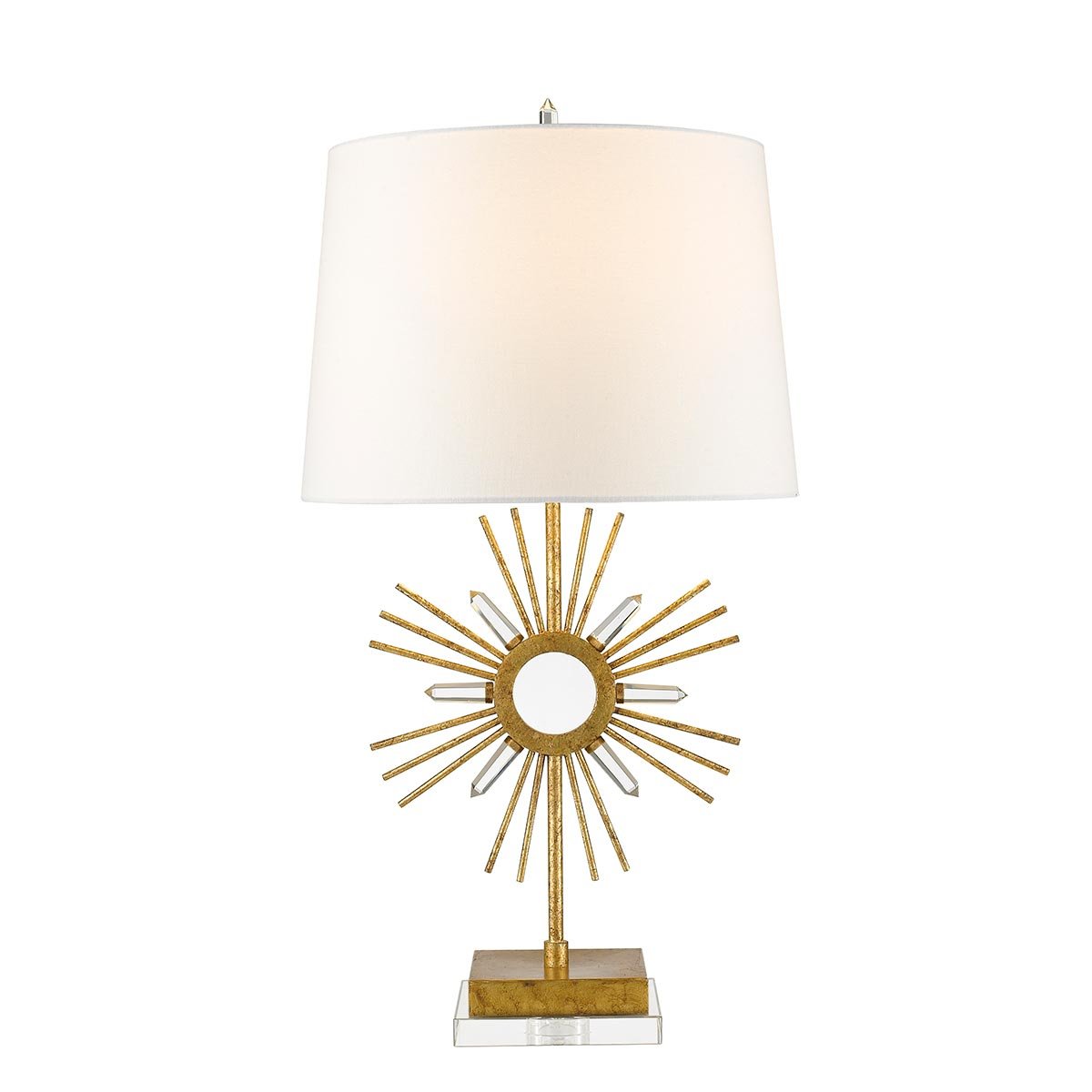 Elstead - GN-SUN-KING-TL - Sun King Tischlampe - Distressed Gold, Cremefarbener Schirm