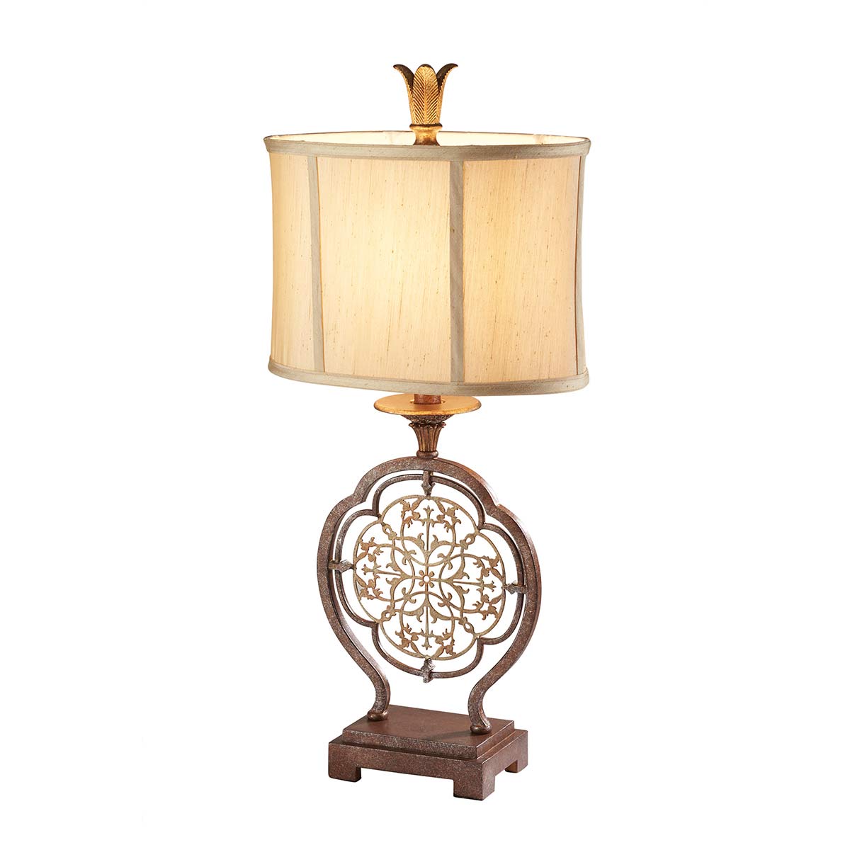 Elstead - FE-MARCELLA-TL - Marcella Tischlampe - Britische Bronze/Oxidierte Bronze mit Hellgold Schirm
