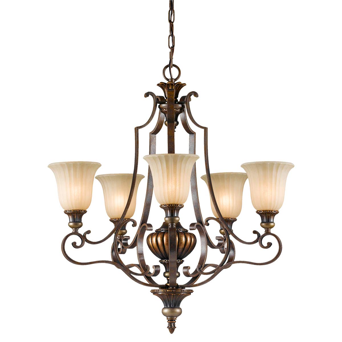 Elstead - FE-KELHAM-HALL5-UPLT - Kelham Hall 5 Light Up Light Kronleuchter - Firenze Gold/British Bronze