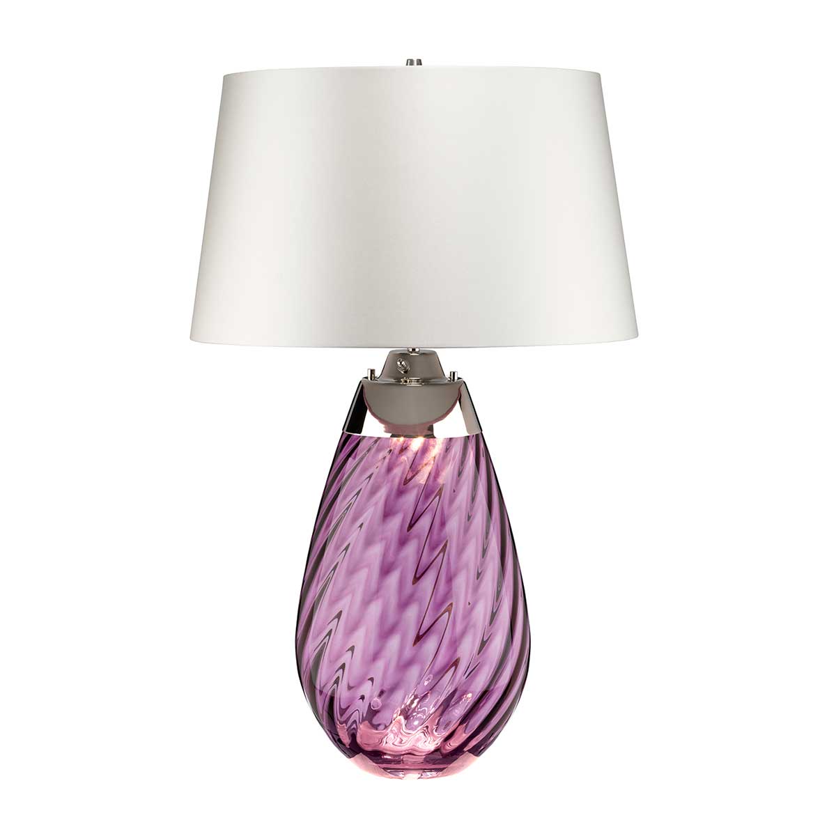 Elstead Lena 2 Light Large Plum Tischleuchte mit Off-white Schirm - Pflaume getöntes Glas / Off-white Schirm LENA-TL-L-PLUM-OWSS