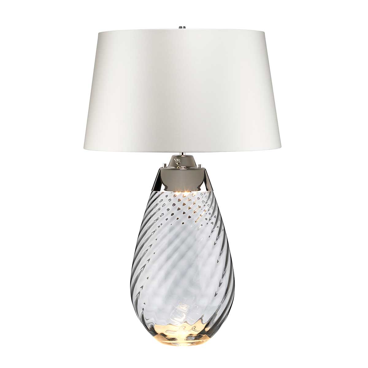 Elstead Lena 2 Light Large Smoke Table Lamp with Off-white Shade - Smoke-tinted Glass / Off-White Shade LENA-TL-L-SMOKE-OWSS