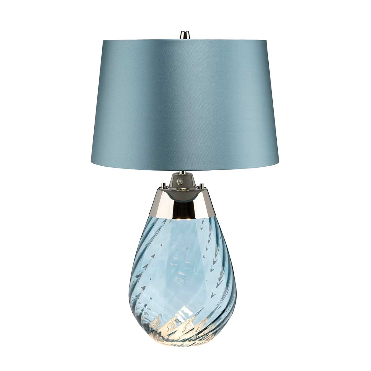 Elstead Lena 2 Light Small Blue Table Lamp - Blue-tinted Glass / Duck Egg Blue Shade LENA-TL-S-BLUE