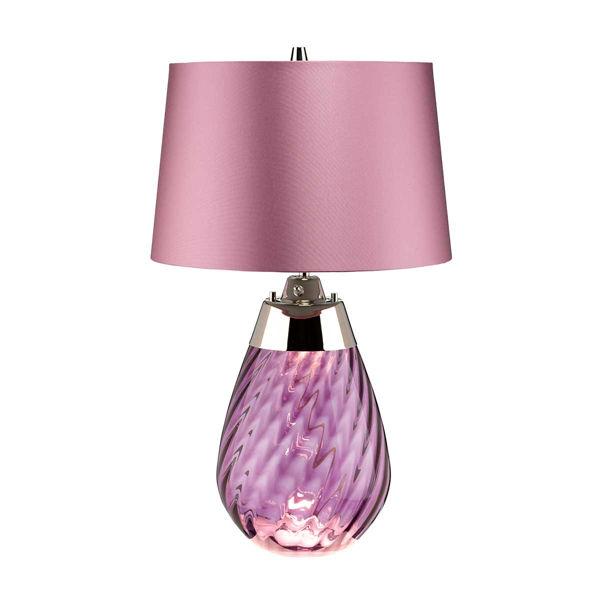 Elstead Lena 2 Light Small Plum Table Lamp - Plum-tinted Glass / Heather Shade LENA-TL-S-PLUM