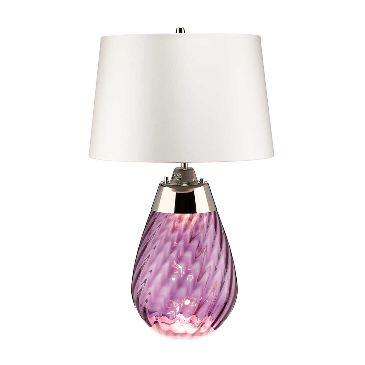 Elstead Lena 2 Light Small Plum Table Lamp with Off-white Shade - Plum-tinted Glass / Off-White Shade LENA-TL-S-PLUM-OWSS
