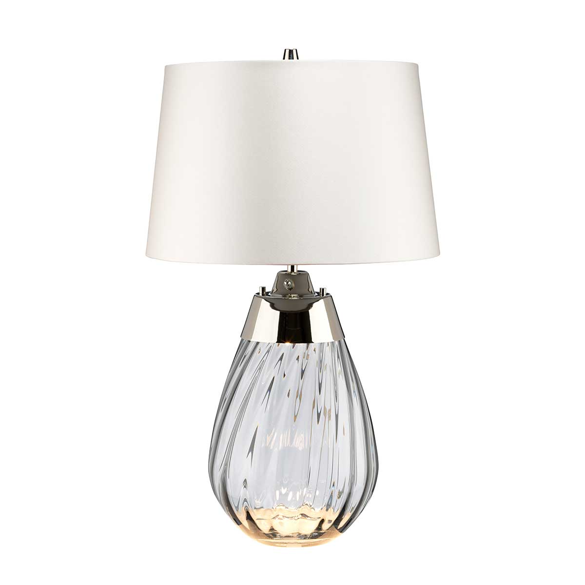 Elstead Lena 2 Light Small Smoke Table Lamp with Off-white Shade - Smoke-tinted Glass / Off-White Shade LENA-TL-S-SMOKE-OWSS