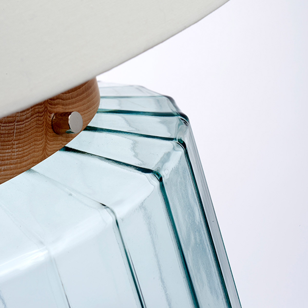 Elstead Luga Table Lamp - Natural - Metalwork Polished Nickel - Glassware Clear/Natural - Wood Light LUGA-TL-NATURAL