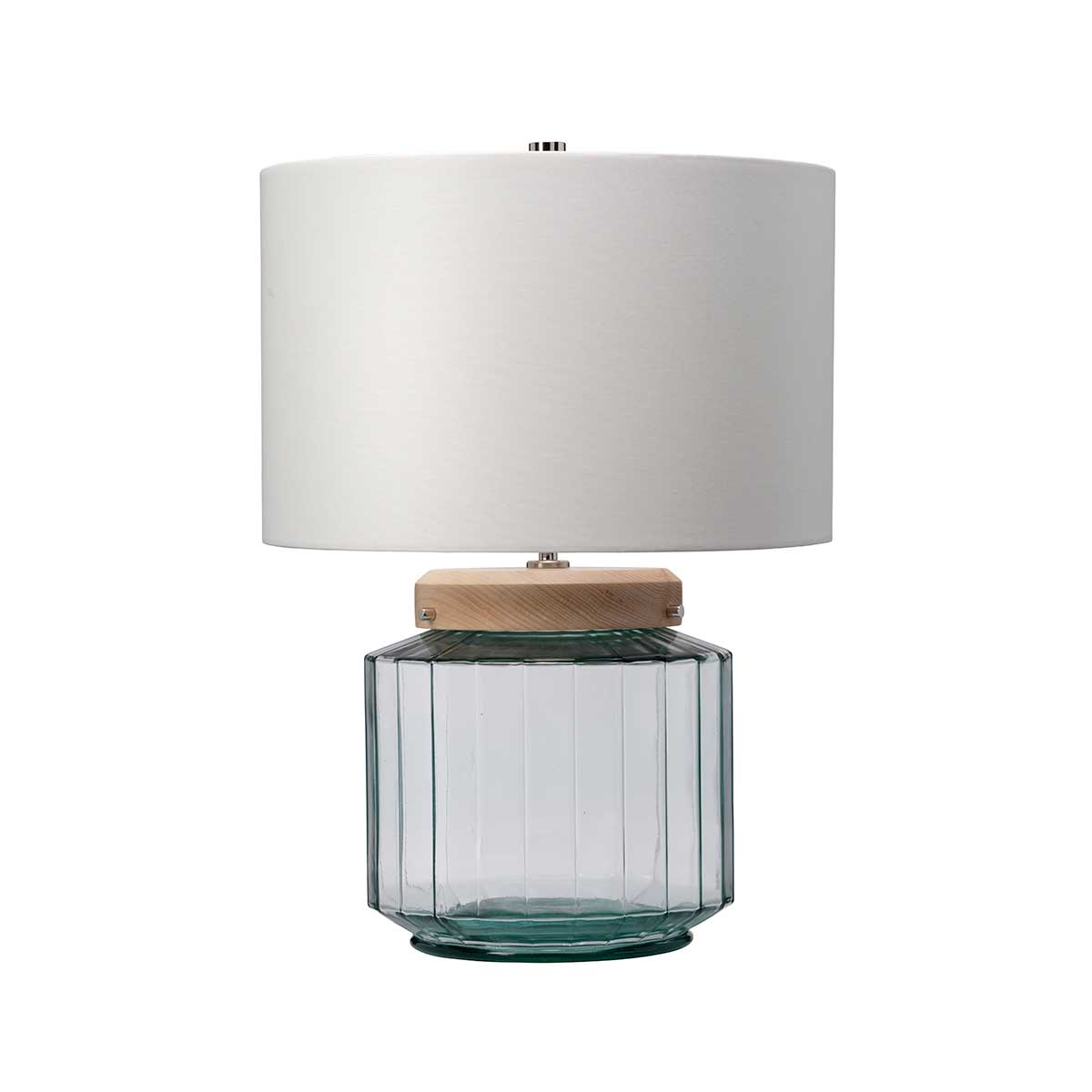 Elstead Luga Table Lamp - Natural - Metalwork Polished Nickel - Glassware Clear/Natural - Wood Light LUGA-TL-NATURAL