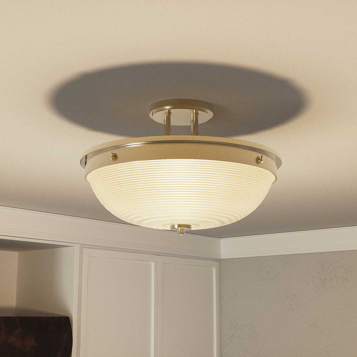 Elstead Mantle 2 Light Semi-Flush - Weathered Brass QZ-MANTLE-SF-WS