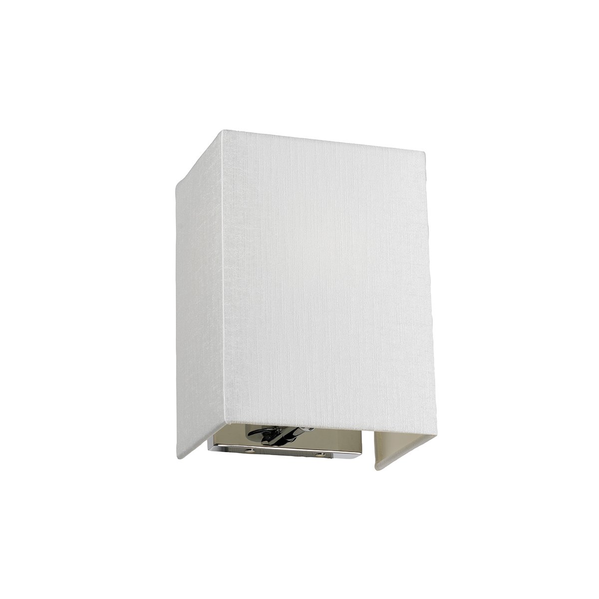Elstead Riley Small Rectangular Wall Light with Polished Chrome Back Plate with Ivory Shade DL-RILEY-S-IV-PC