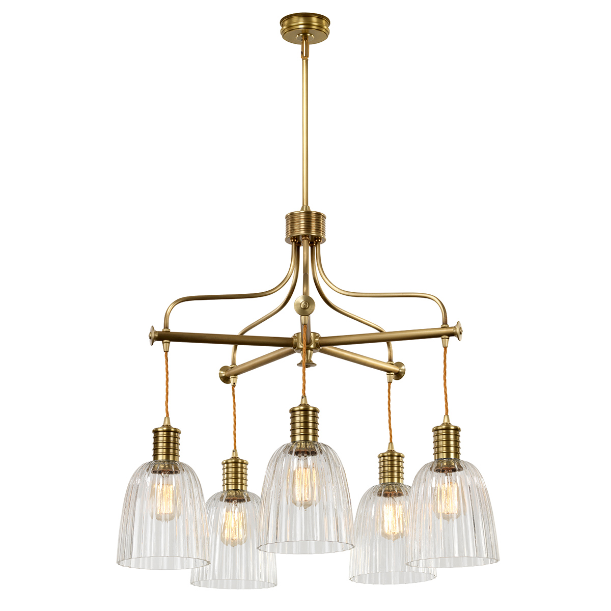 ElsteadDouille 5 Light Chandelier - Aged Brass