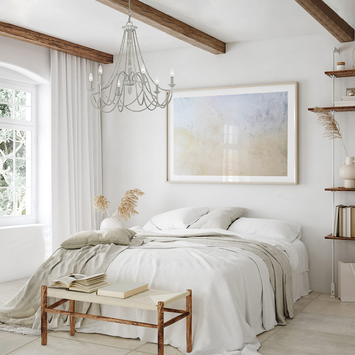 Elstead Maryville 6 Light Chandelier - Washed Grey FE-MARYVILLE6