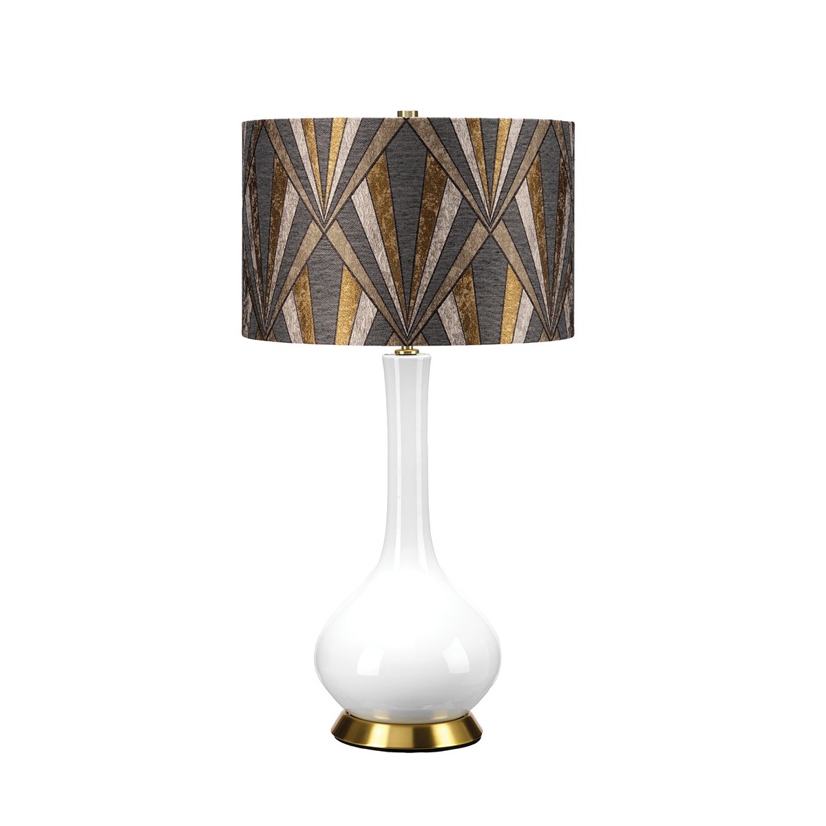 Elstead Milo 1 Light Table Lamp - Aged Brass, White, Grey, Brass MILO-AB-TL-VOGPB