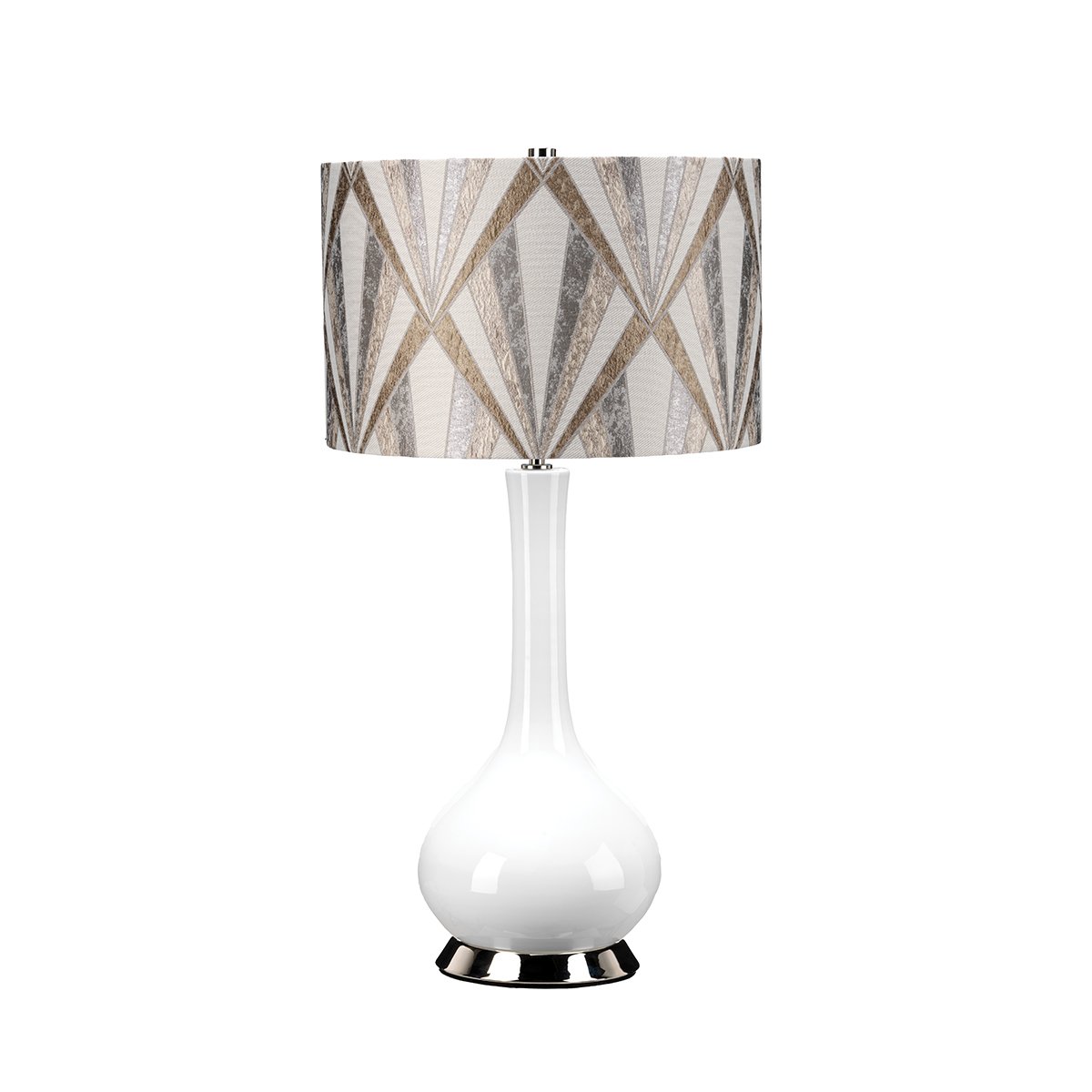 Elstead Milo 1 Light Table Lamp - Polished Nickel, White, Silver MILO-PN-TL-VOGSC