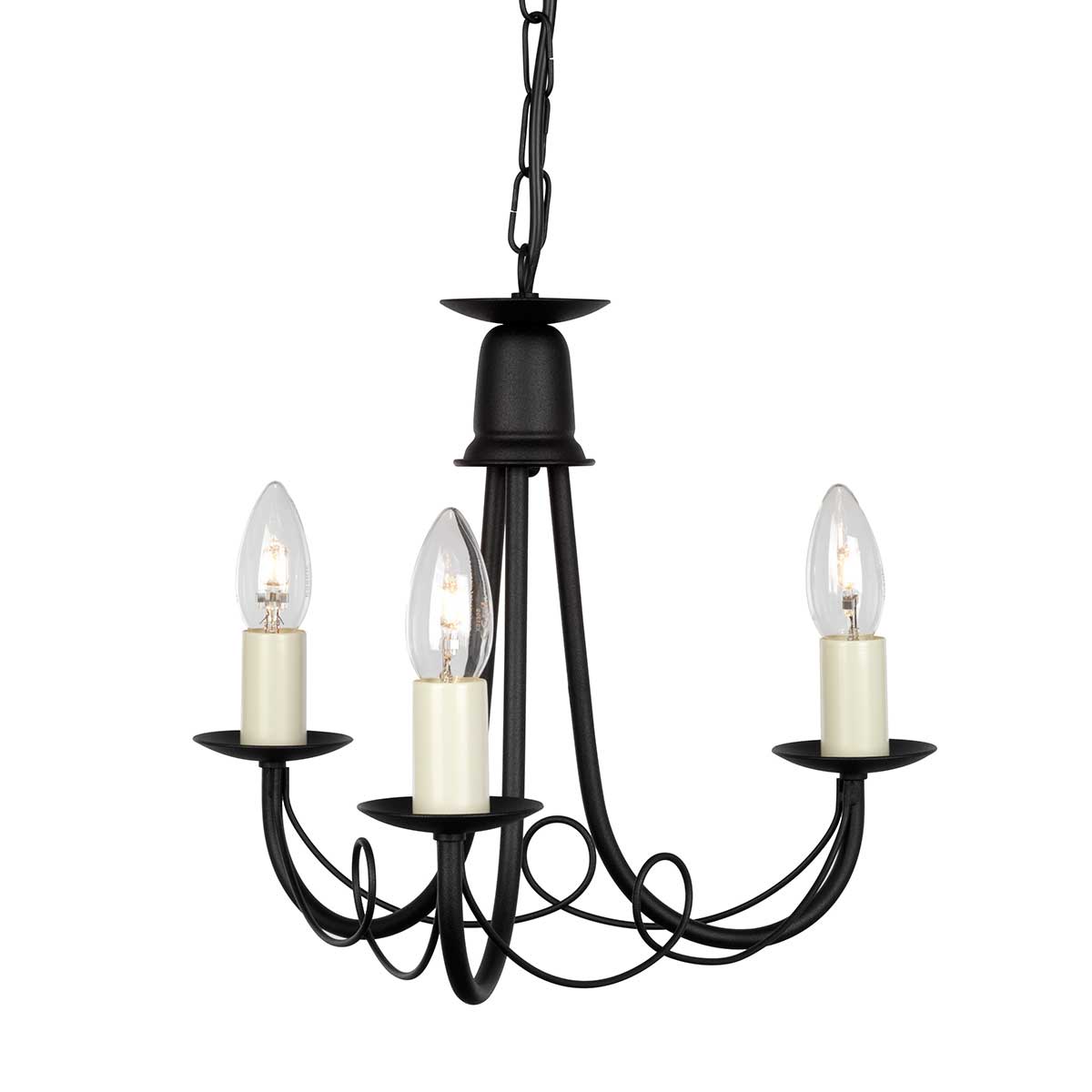 ElsteadMinster 3 Light Chandelier - Black