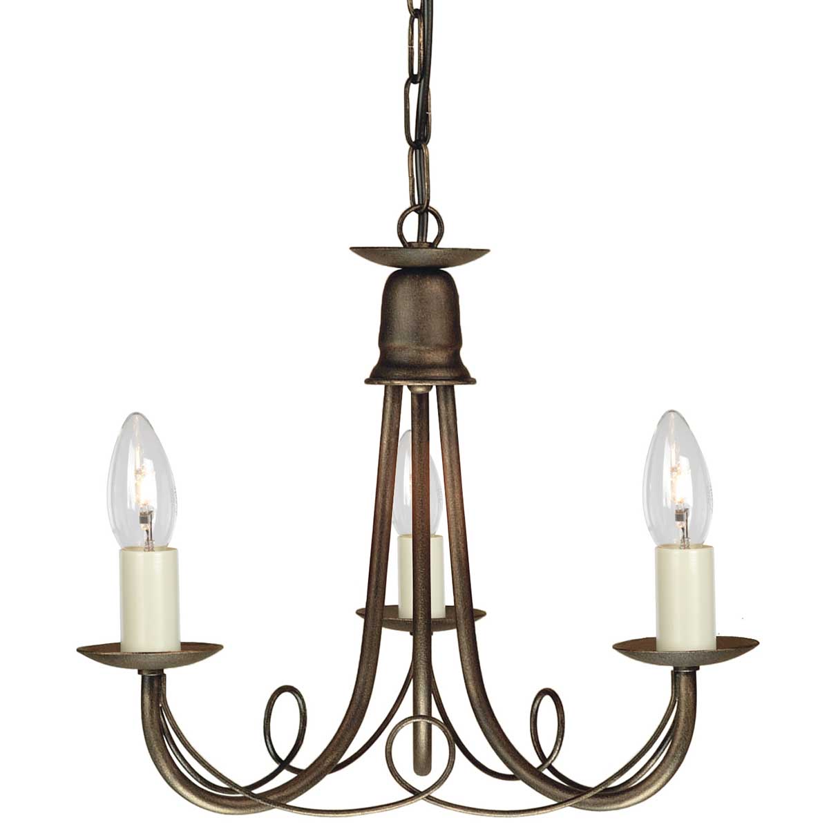 Elstead Minster 3 Light Chandelier - Black/ Gold Patina MN3-BLK-GOLD