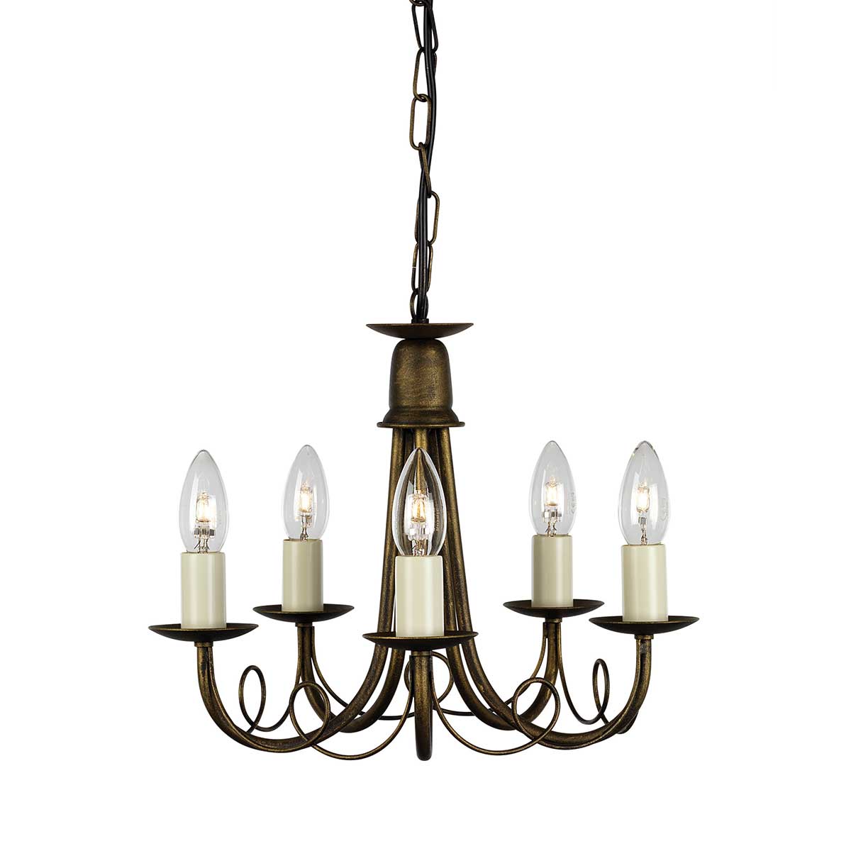 Elstead Minster 5 Light Chandelier - Black/ Gold Patina MN5-BLK-GOLD