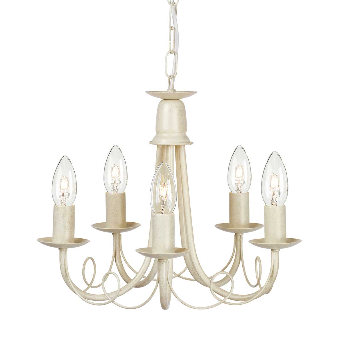 Elstead Minster 5 Light Chandelier - Ivory/ Gold Patina MN5-IV-GOLD