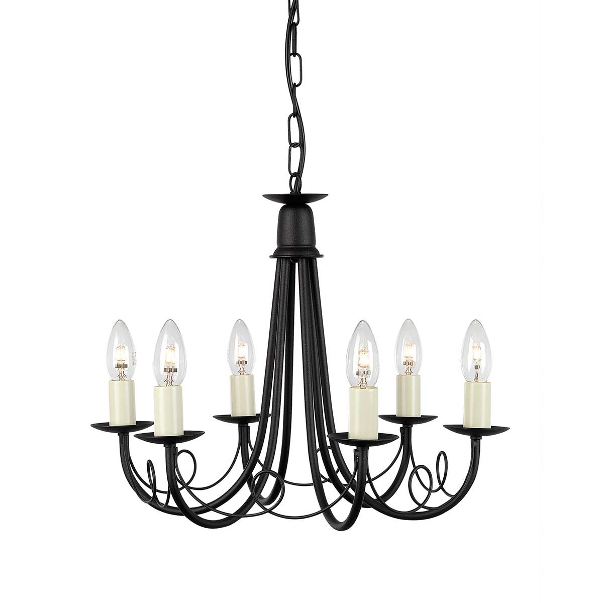 Elstead Minster 6 Light Chandelier - Black MN6-BLACK