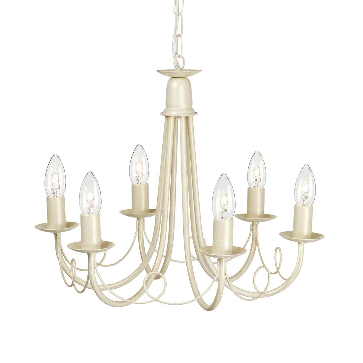ElsteadMinster 6 Light Chandelier - Ivory/ Gold Patina