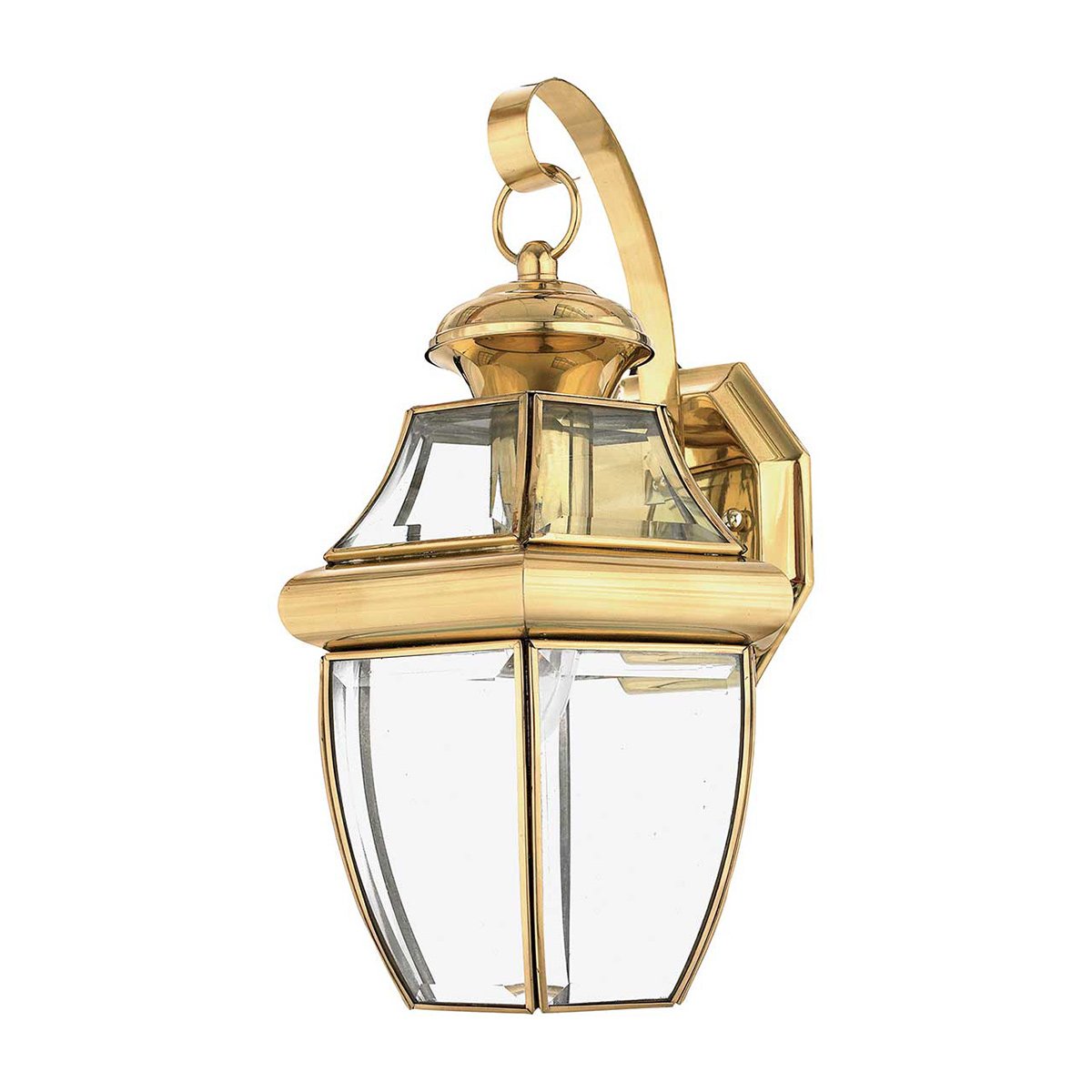 Elstead Newbury 1 Light Medium Wall Lantern - Lacquered Polished Brass QZ-NEWBURY2-M-PB