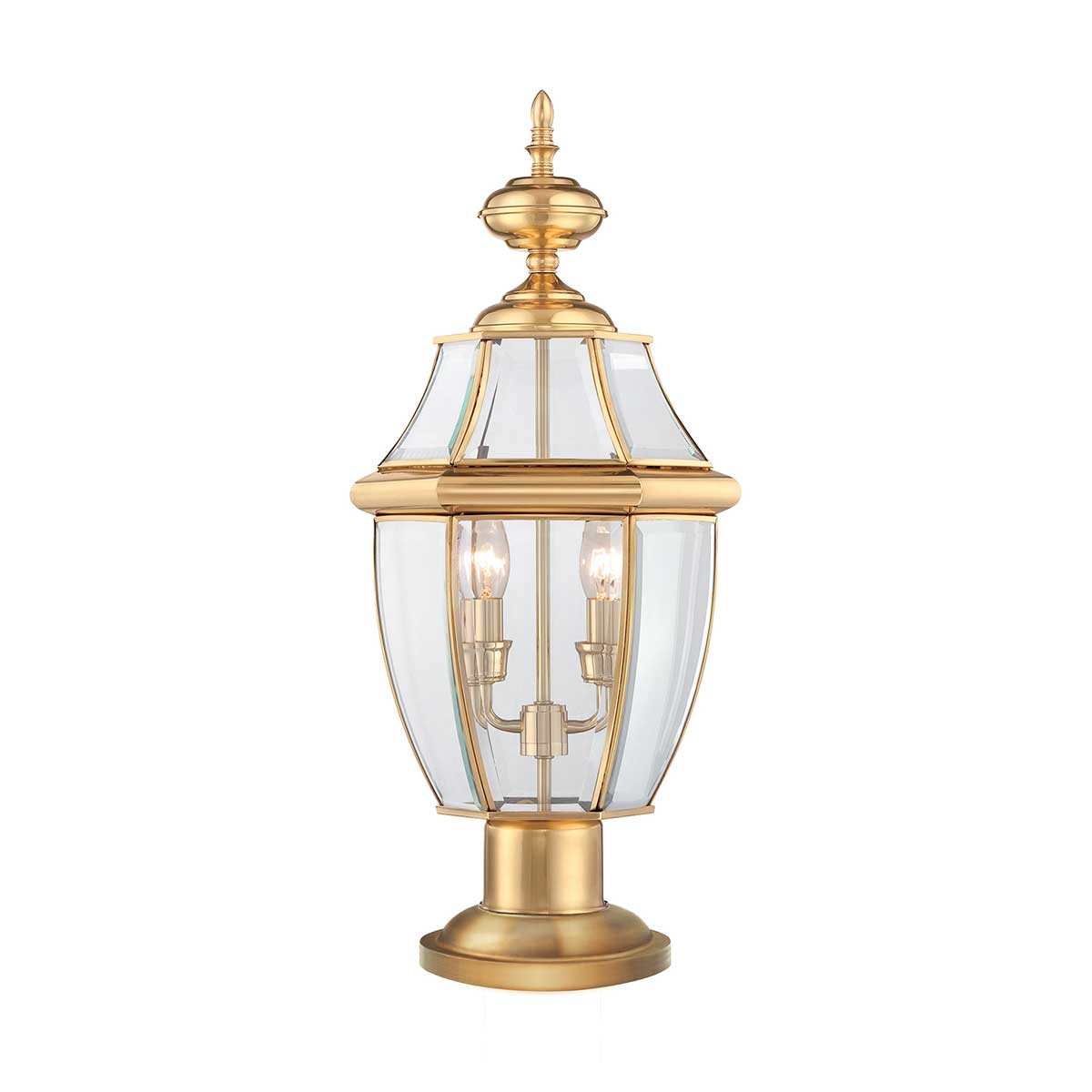 Elstead Newbury 2 Light Pedestal - Lacquered Polished Brass QZ-NEWBURY3-L-PB