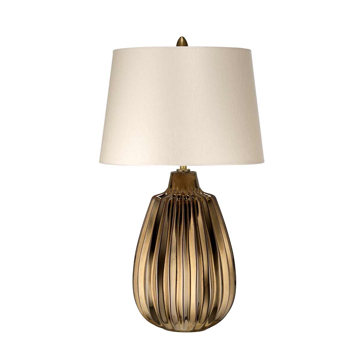 Elstead Newham 1 Light Small Table Lamp - Bronze Ceramic / Pearl shade NEWHAM-TL-S