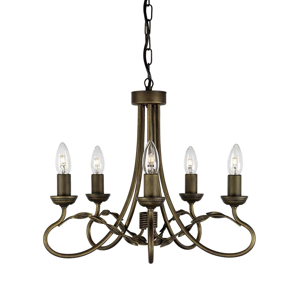 Elstead - OV5-BLK-GOLD - Olivia 5 Licht-Kronleuchter - Schwarz/Gold Patina