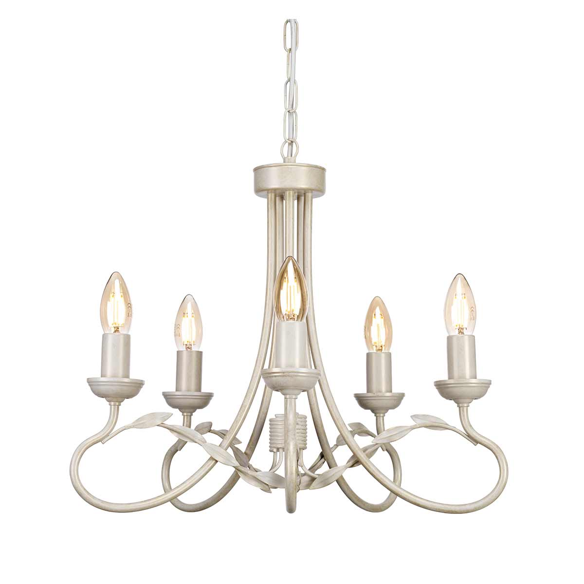 Elstead - OV5-IVORY-GOLD - Olivia 5 Licht Kronleuchter - Elfenbein/Gold Patina