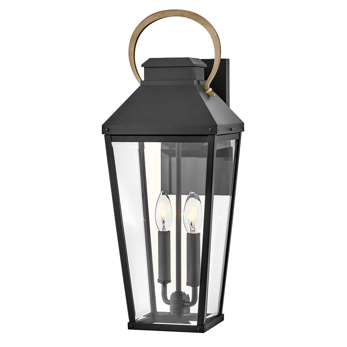 ElsteadHinkley Dawson 1 lt Gran farol de pared para exteriores - Negro con acento en bronce bruñido