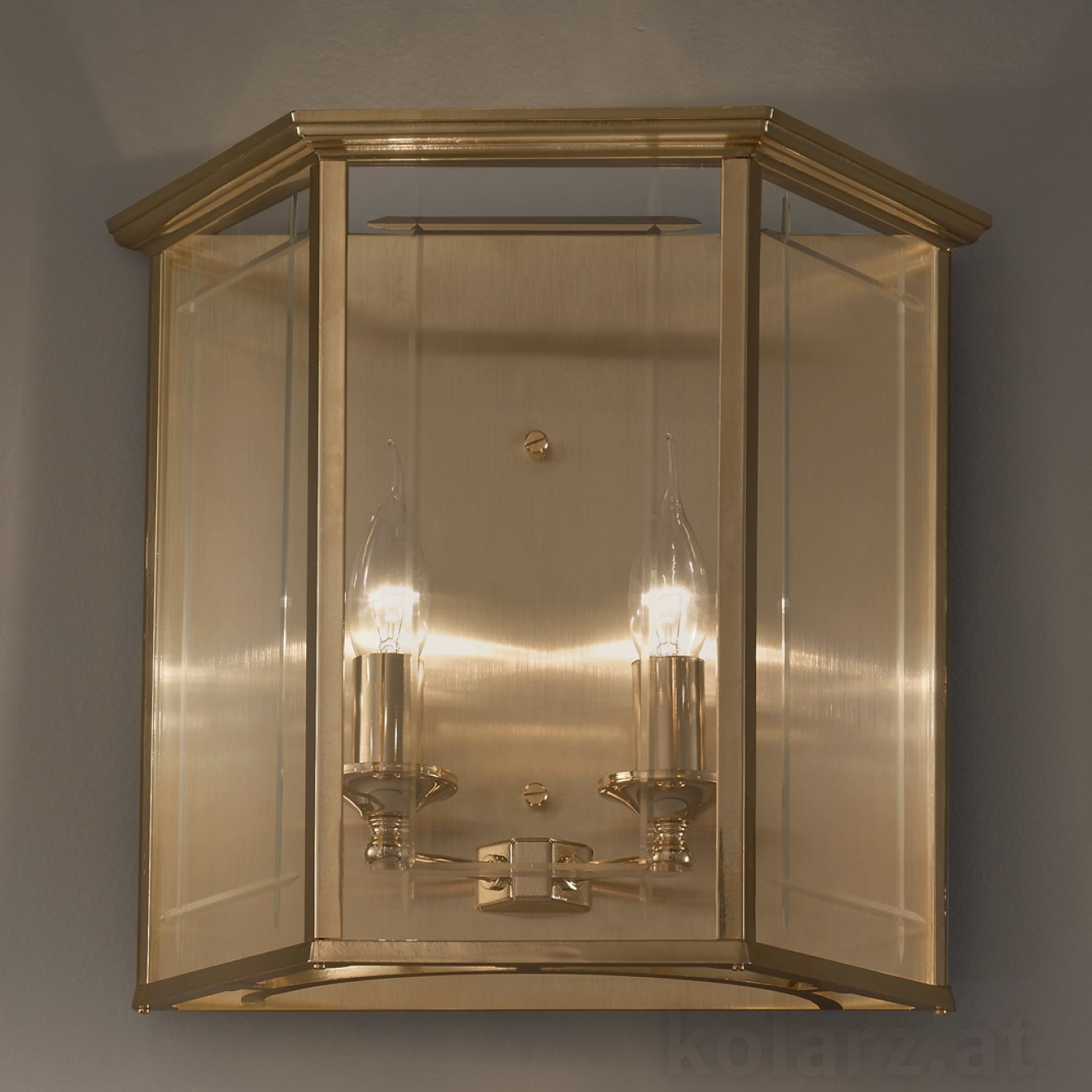 Wandleuchte ORANGERIE, Altmessing Länge 34 cm, Breite 38 cm, Ausladung 19 cm, 2 flg., E14, 60 W