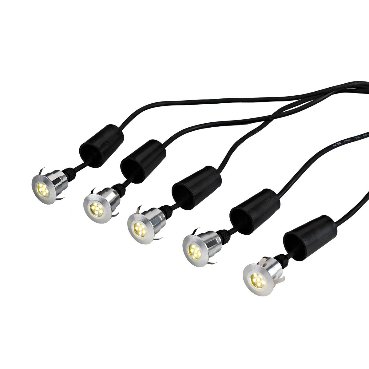Derwent 5 x Terrassen-/Gartenleuchte mit 6m Kabel und 12V Transformator - Eloxiertes Aluminium
