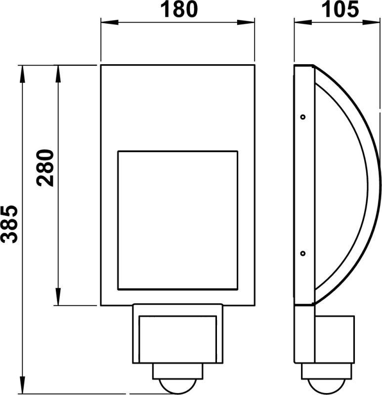 Albert Leuchten Wandleuchte Typ Nr. 6278 - Edelstahl, mit BWM, für 1 x Lampe, E27 696278